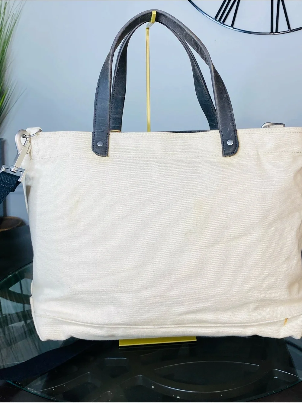 Jack Spade Canvas Dipped Coal Tote Bag Cream White Red JACK Crossbody